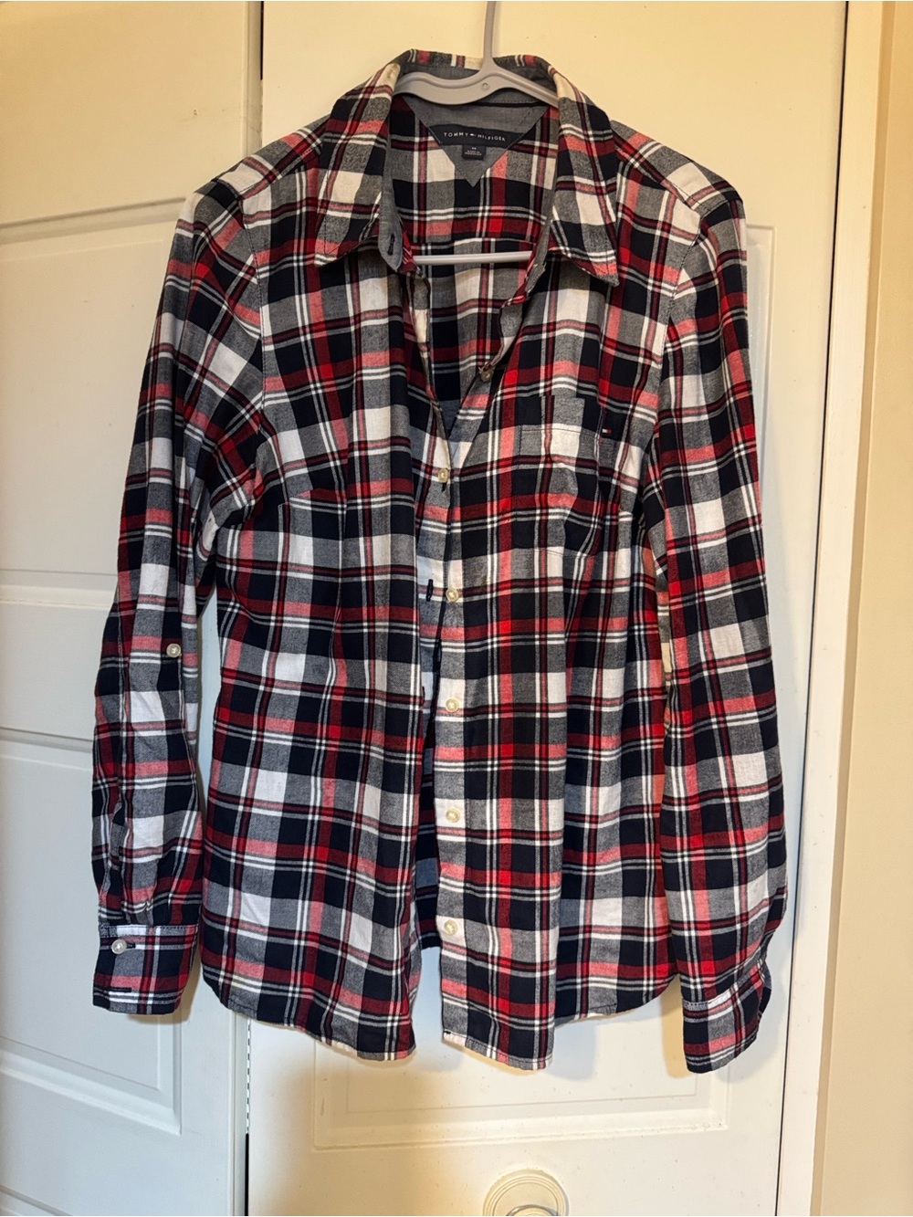 Tommy Hilfiger Women's Plaid Button-Down Shirt - Red, Navy & White